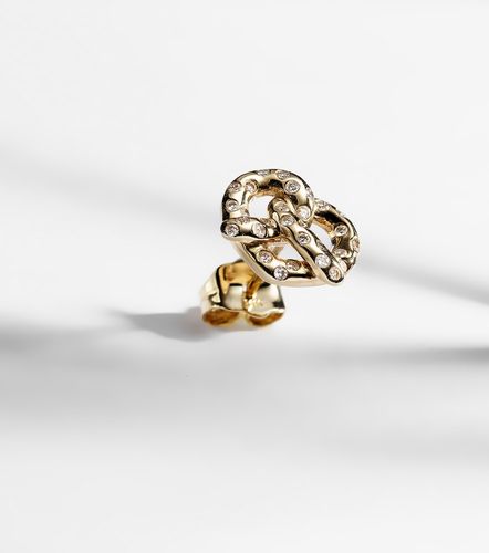 Boucle d'oreille unique Pretzel en or 14 ct et diamants - Sydney Evan - Modalova