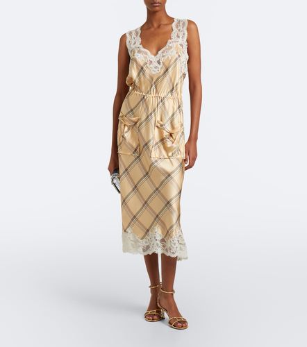Robe midi en satin de soie à dentelle - Rabanne - Modalova