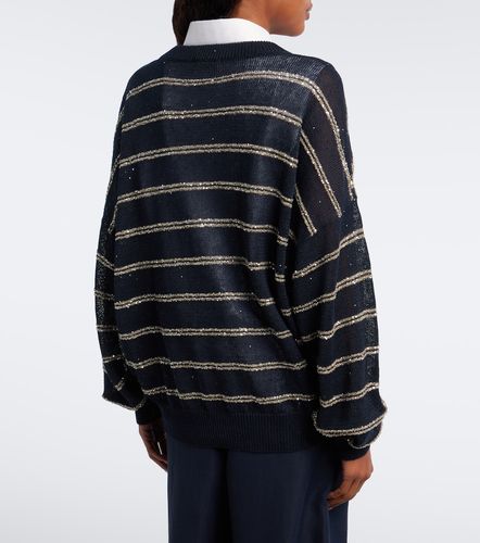 Pull en lin et coton à rayures - Brunello Cucinelli - Modalova