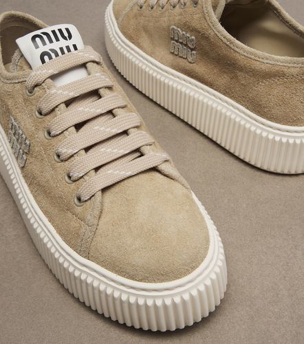 Baskets à plateforme en daim - Miu Miu - Modalova