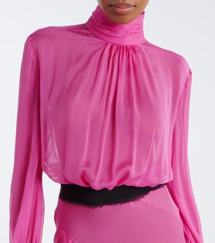 Robe longue en soie à volants - Roberto Cavalli - Modalova
