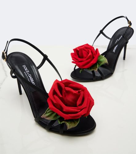 Sandales slingback en satin à appliqué - Dolce&Gabbana - Modalova