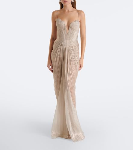 Ensemble robe longue bustier et cape Cecilia en soie - Maria Lucia Hohan - Modalova