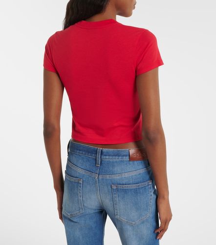 T-shirt court en coton mélangé à logo - Gucci - Modalova