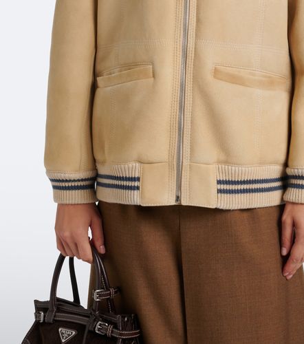 Veste bomber en shearling et laine - Prada - Modalova