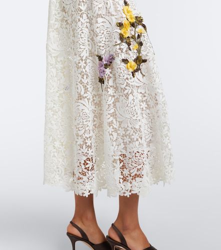 Robe midi en guipure à appliqués - Oscar de la Renta - Modalova