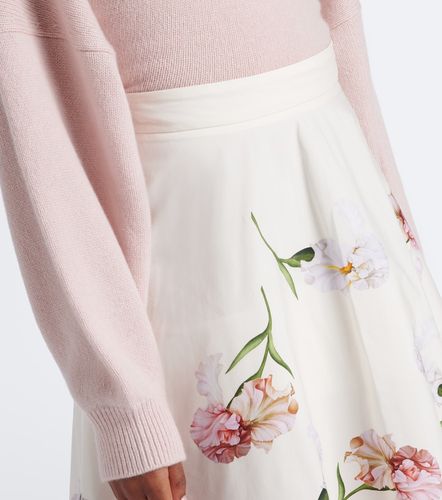 Jupe midi en coton mélangé à fleurs - Oscar de la Renta - Modalova