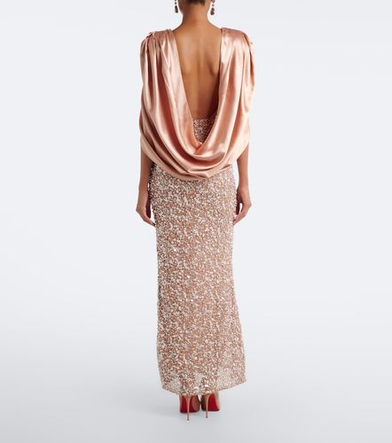 Là Fuori Robe longue Genevieve en satin et dentelle à sequins - La Fuori - Modalova