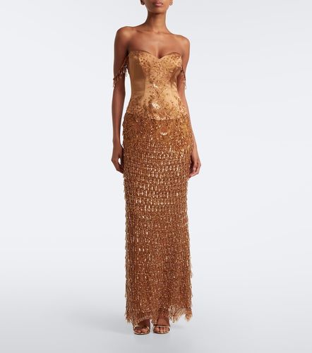 Robe longue en satin à ornements - Georges Hobeika - Modalova