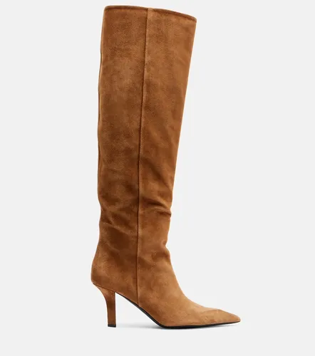 Bottes Christine 80 en daim - Amina Muaddi - Modalova