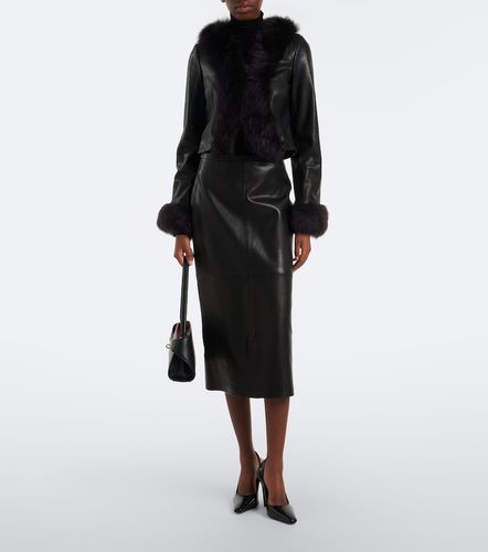 Veste Sofie en cuir et shearling - Nour Hammour - Modalova