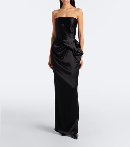 Robe longue bustier en satin de soie - Balmain - Modalova