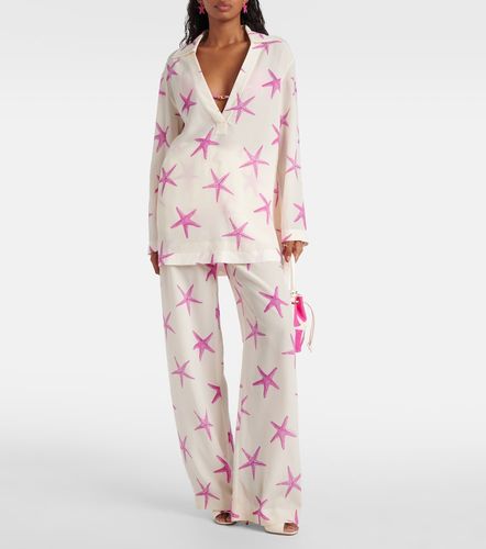 Pantalon ample taille haute en soie imprimé - Valentino Garavani - Modalova