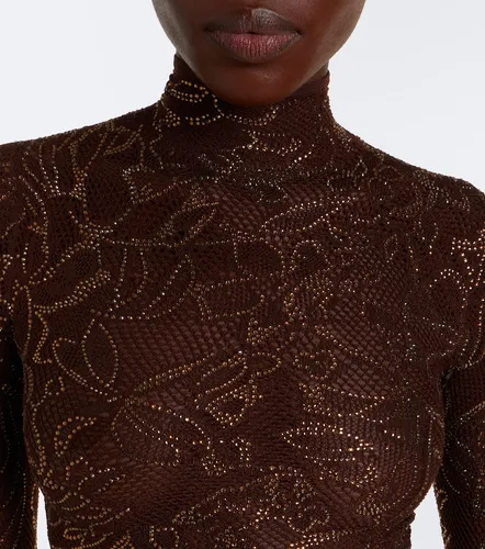 Top court en dentelle de soie mélangée - Gucci - Modalova