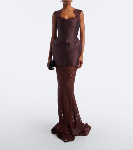 Robe longue Hecate en sergé et dentelle - De La Vali - Modalova