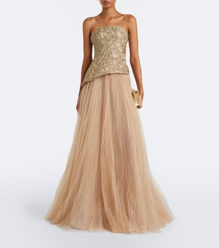 Robe longue en tulle à ornements - Marmar Halim - Modalova