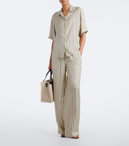 Chemise Meandros rayée en sergé de soie - Versace - Modalova