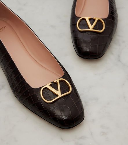 Ballerines VLogo en cuir façon croco - Valentino Garavani - Modalova