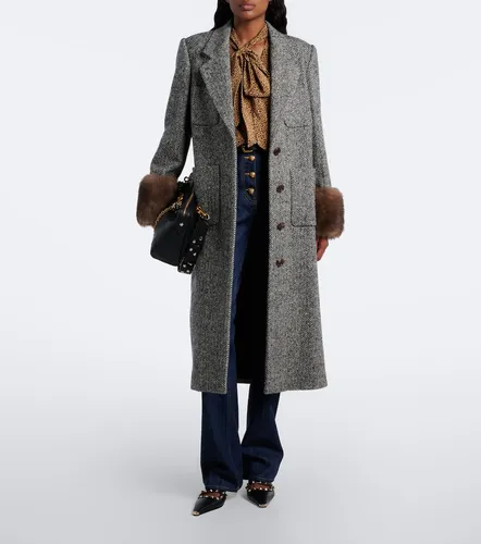 Manteau en laine mélangée à motif chevrons - Valentino Garavani - Modalova