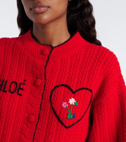 Chloé Cardigan en laine et cachemire à borderie - Chloe - Modalova