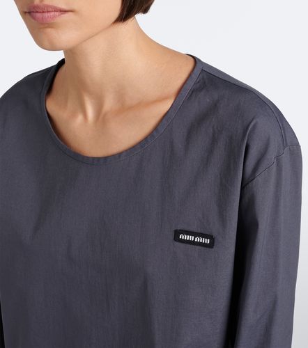T-shirt en popeline de coton mélangé - Miu Miu - Modalova