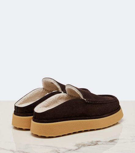 Mules compensées en daim et shearling - Tod's - Modalova