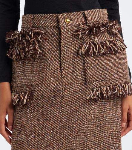 Jupe midi péplum en tweed à franges - Sacai - Modalova