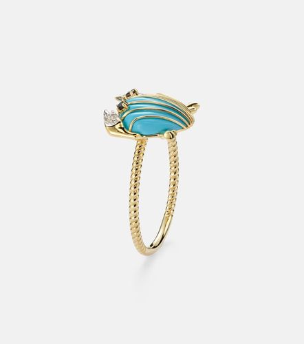Yvonne Léon Bague Crabe Coquillage en or 9 ct, turquoise et diamant - Yvonne Leon - Modalova