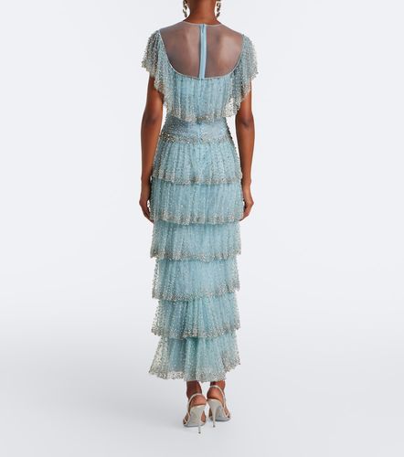 Robe longue en tulle à cristaux - Costarellos - Modalova