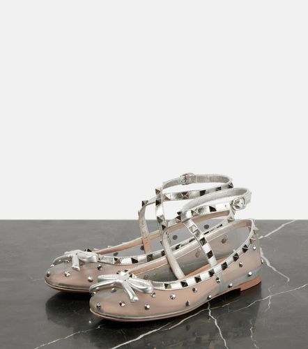 Ballerines Rockstud en résille à nœud - Valentino Garavani - Modalova