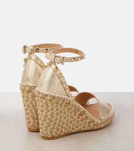 Espadrilles compensées Rockstud Double 105 en cuir - Valentino Garavani - Modalova