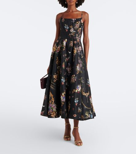 Robe longue à fleurs en lin et soie - Camilla - Modalova