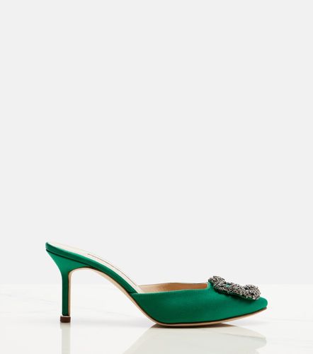 Mules Hangisimu 70 en satin à ornements - Manolo Blahnik - Modalova