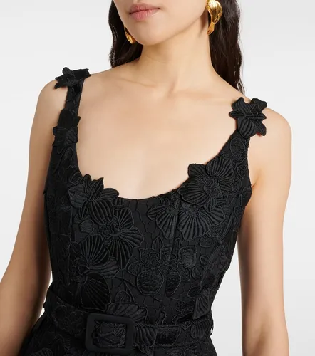 Robe midi Orchid en dentelle guipure brodée - Oscar de la Renta - Modalova