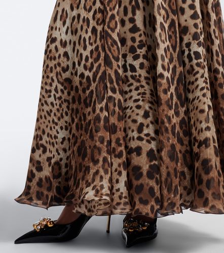 Jupe longue en soie à imprimé léopard - Dolce&Gabbana - Modalova
