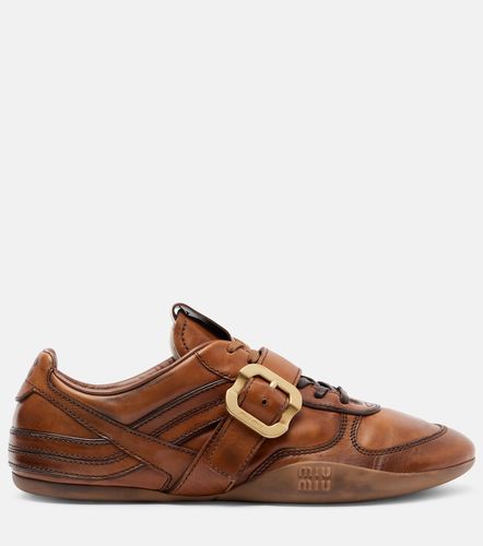Miu Miu Baskets en cuir à logo - Miu Miu - Modalova