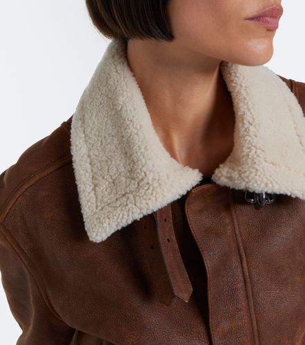 Veste blouson en cuir et shearling - Gucci - Modalova