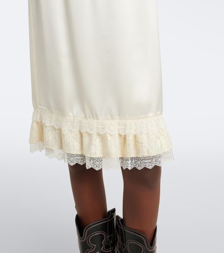 Jupe midi en satin à dentelle - Ganni - Modalova
