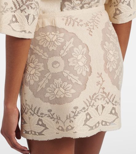 Mini-jupe en coton mélangé à fleurs - Valentino Garavani - Modalova