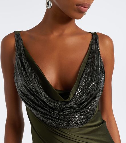 Robe longue en satin à cotte de mailles - Rabanne - Modalova