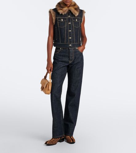 Fendi Gilet en denim et shearling - Fendi - Modalova
