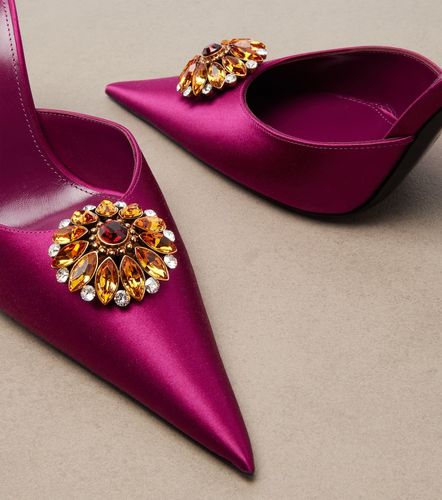 Mules Cosmo en crêpe de satin à ornements - Saint Laurent - Modalova