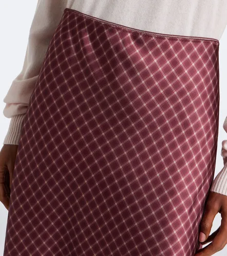 Jupe midi en satin à carreaux - Vince - Modalova