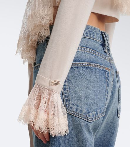 Cardigan en laine vierge à dentelle - Blumarine - Modalova