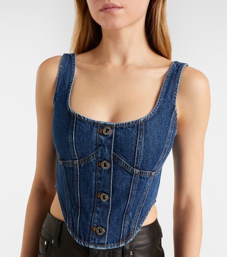 Top raccourci en denim à ornements - Self-Portrait - Modalova