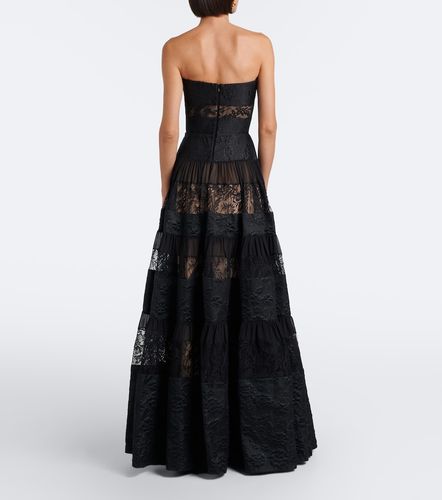 Robe longue bustier en jacquard et dentelle - Elie Saab - Modalova