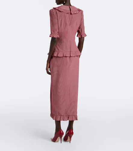 Robe midi en soie à pois et volants - Alessandra Rich - Modalova