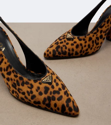 Escarpins slingback en cuir façon poulain - Prada - Modalova