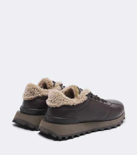 Baskets Monili en cuir et shearling - Brunello Cucinelli - Modalova