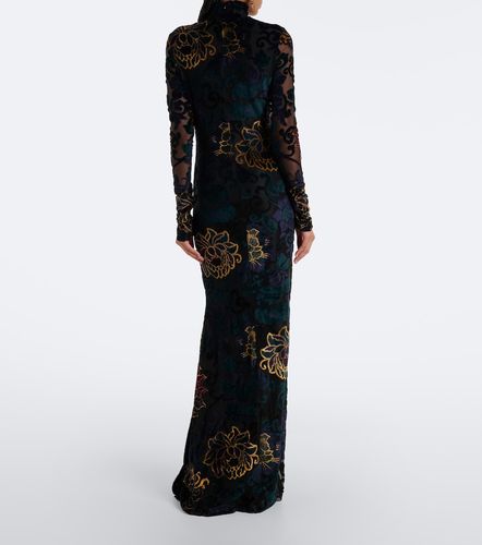 Robe longue en velours à fleurs - Etro - Modalova